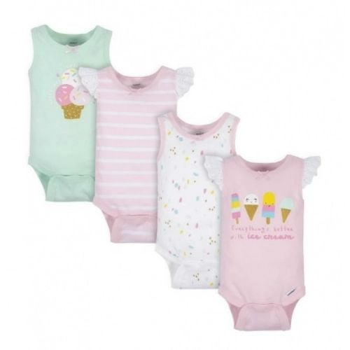 Set De 4 Bodies Gerber Helados Nena 0 A 3 Meses