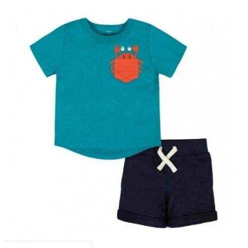 Set De 2 Piezas Gerber Short + Remera De Cangrejo 24 Meses