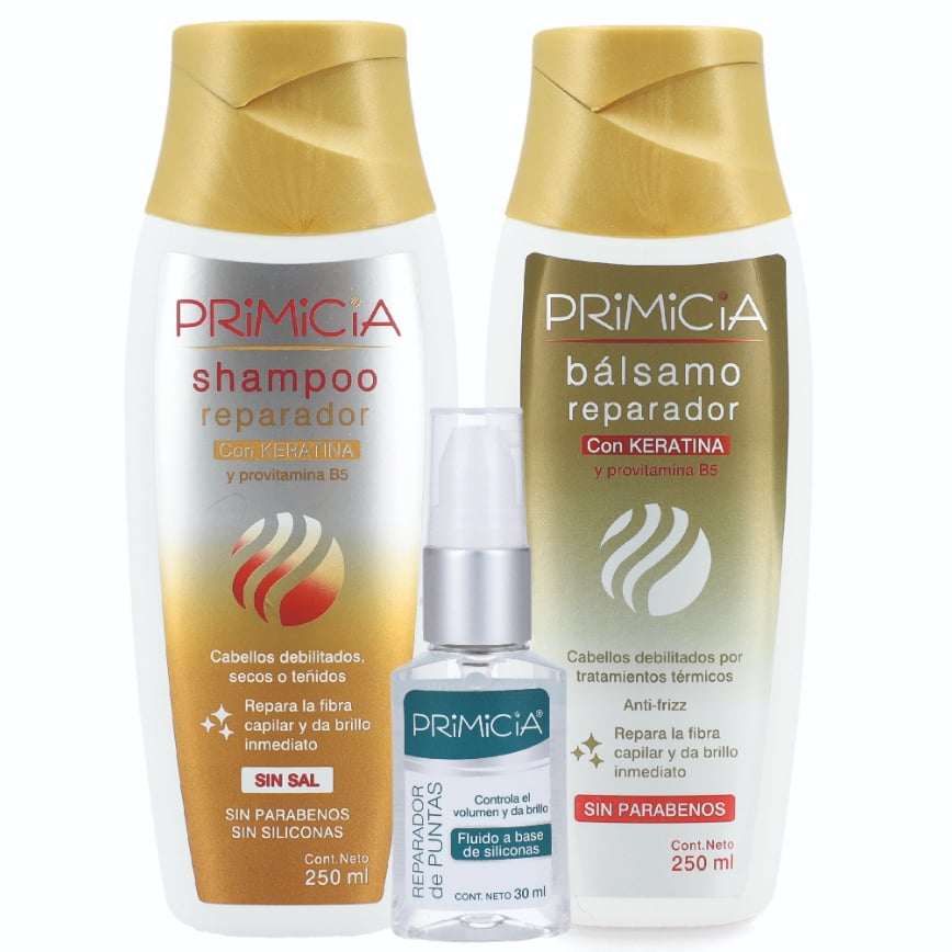 Shampoo Y Acondicionador Primicia 250 Ml + Bálsamo Reparación De Puntas 30 Ml