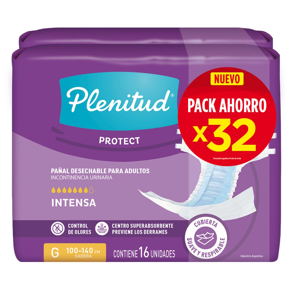 Pañales Para Adultos Plenitud Protect Talle G 32 Unidades