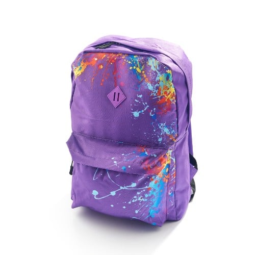 Mochila Happy Paper Violeta Con Colores