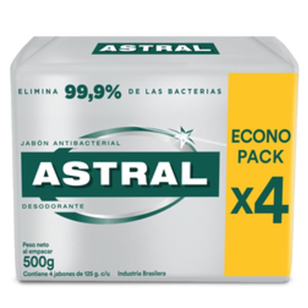 Jabón En Barra Astral Protex Plata 125 G 4 Unidades