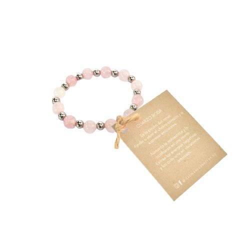 Pulsera D'alma Con Elástico Y Cuarzo Rosa