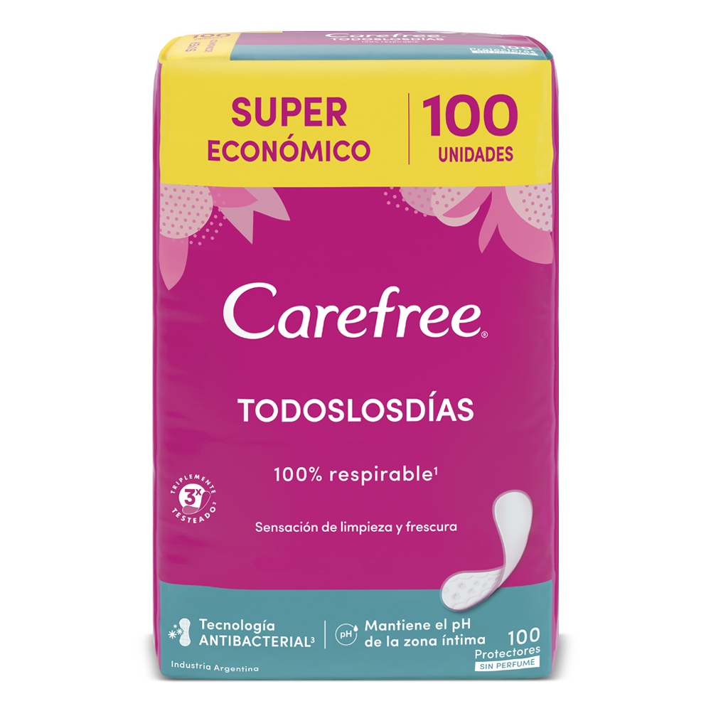 Protectores Diarios Carefree Todos Los Días 100 Unidades