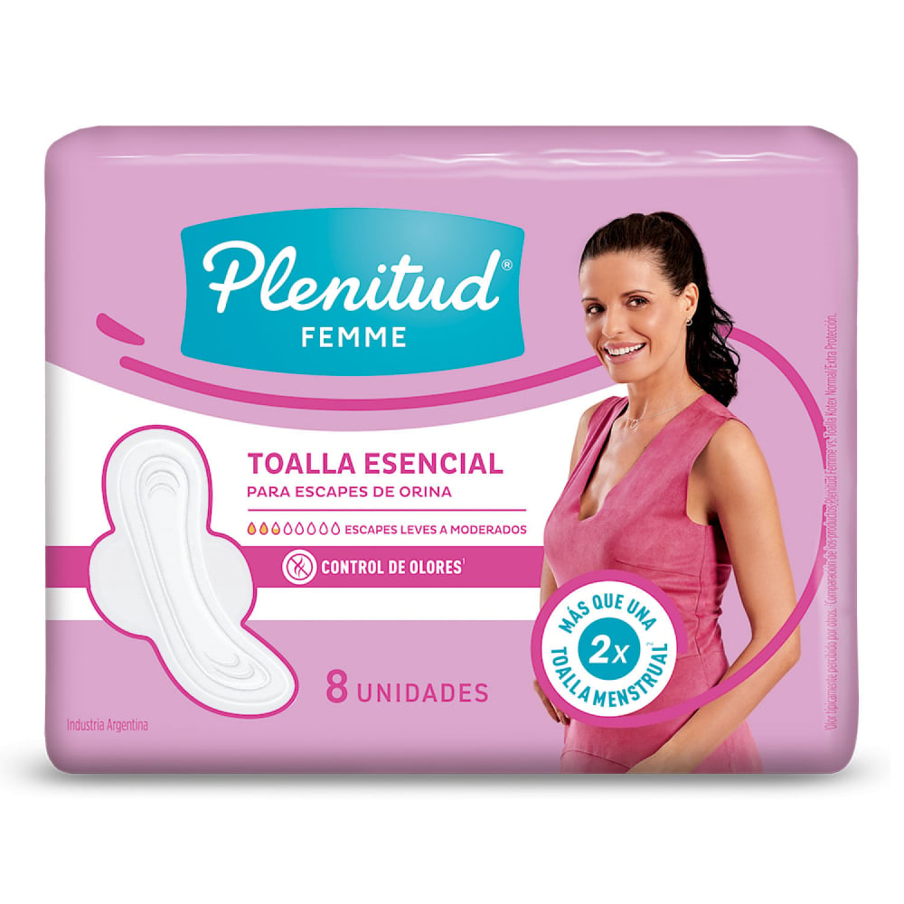 Toallas Para Incontinencia Plenitud Femme Esencial 8 Unidades