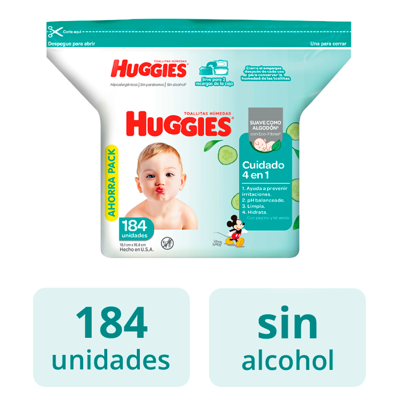 Toallitas Húmedas Huggies Cuidado 4 En 1 184 Unidades