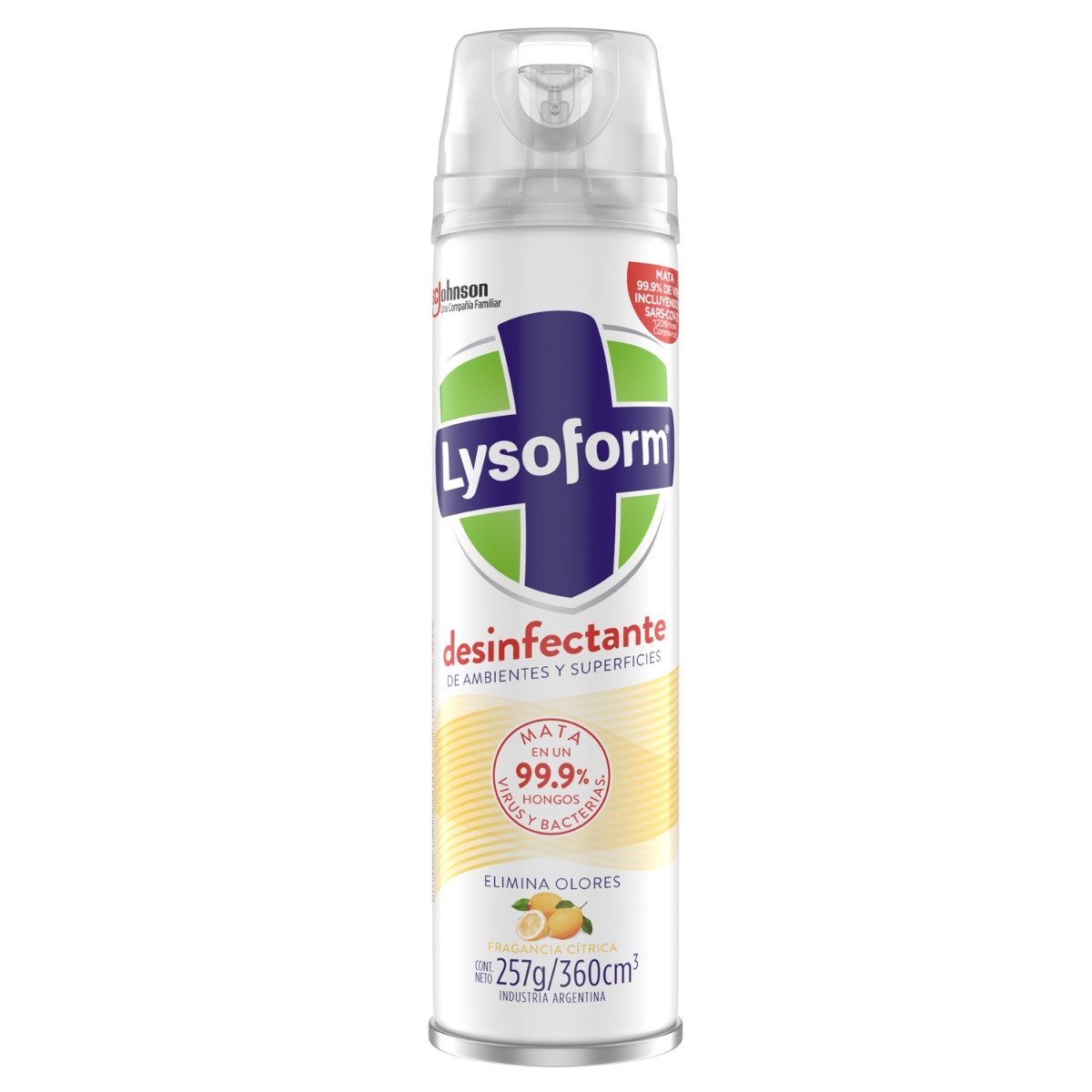 Desinfectante De Ambientes En Aerosol Lysoform Cítrica 360 Ml