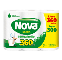 Rollo De Cocina Nova Extra 360 Paños 3 Rollos