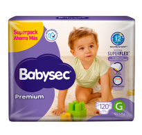Pañales Babysec Premium G 120 Unidades