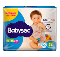 PAÑALES BABYSEC ULTRA SUPER G 120 UNIDADES