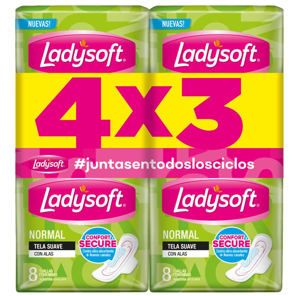 Toallitas Femeninas Ladysoft Normal 8 Unidades 4 Paquetes