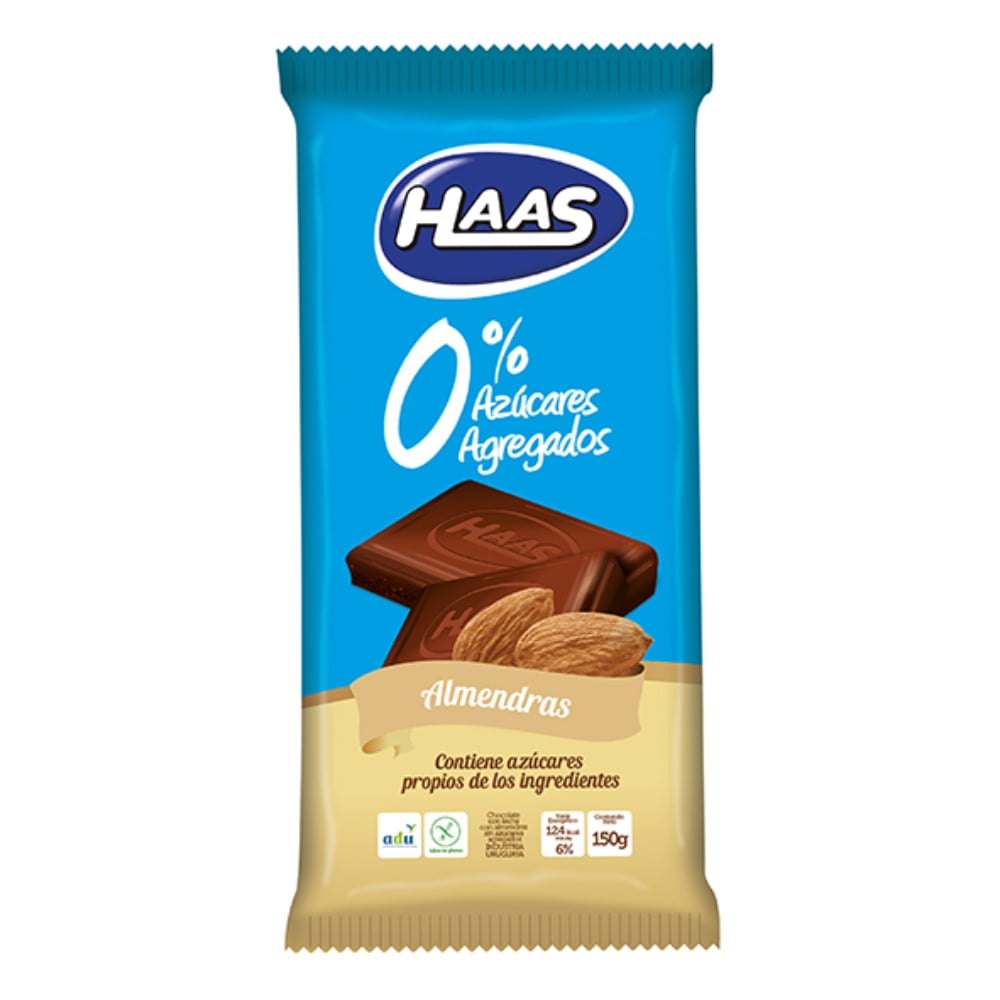 Tableta De Chocolate Con Almendras Haas 0% Azúcar 150 G