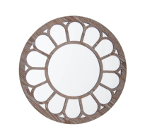 Espejo Circular Farma Hogar Con Patina Diseño De Flor 50cm