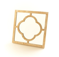 Espejo De Madera Farma Hogar Con Patina Blanca 40cm