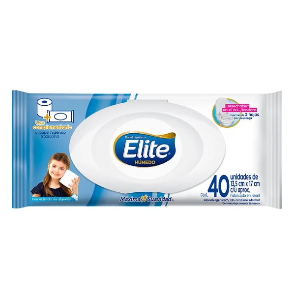 PAPEL HIGIENICO ELITE HUMEDO X40 UNIDADES