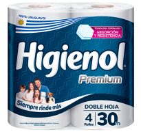 Papel Higiénico Higienol Premium 30 M 4 Rollos