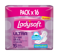 Toallitas Femeninas Ladysoft Ultra Delgada Con Alas 16 Unidades