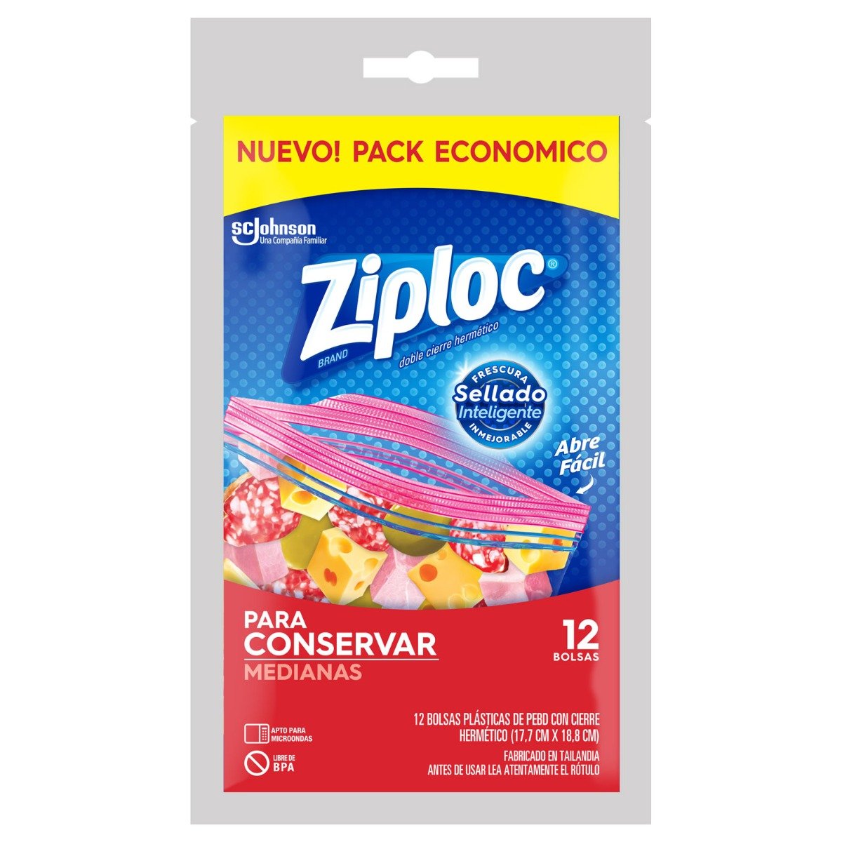 Bolsas Herméticas Ziploc Para Conservar Medianas 12 Unidades