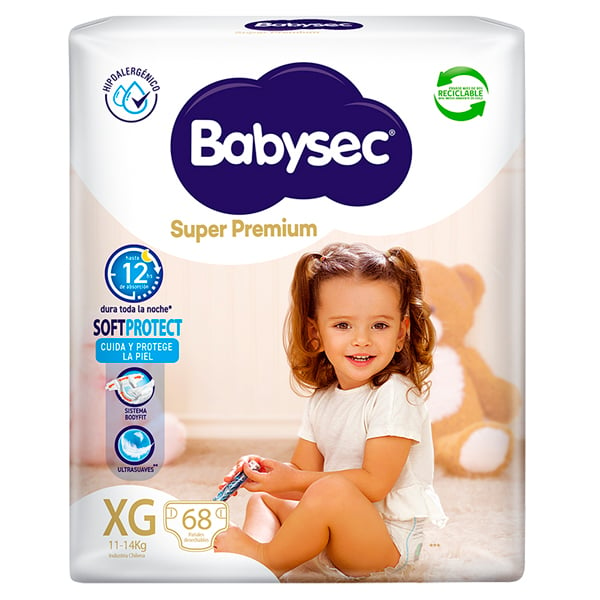 Pañales Babysec Super Premium Xg 68 Unidades