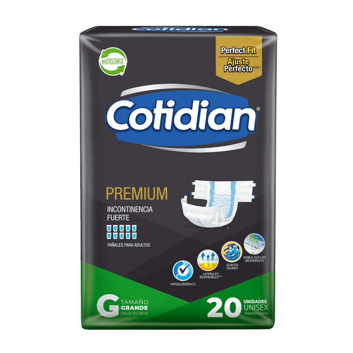 Pañales Para Adultos Cotidian Premium Talle G 20 Unidades