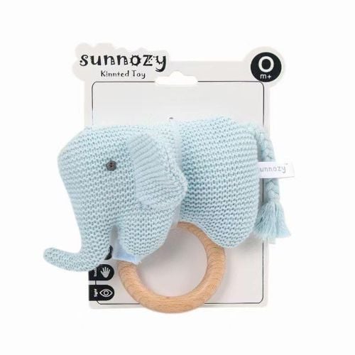 Sonajero Akas Elefante Crochet Con Aro Celeste