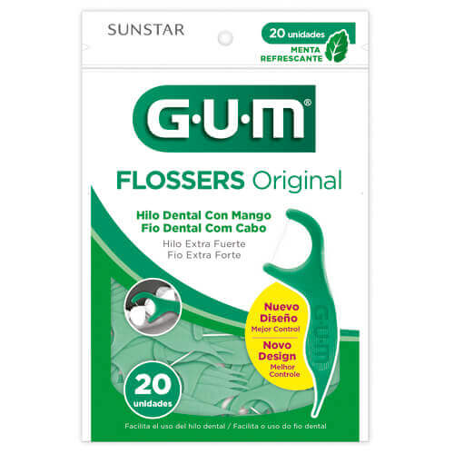 PORTA HILO FLOSSER GUM SABOR MENTA 20 UNIDADES