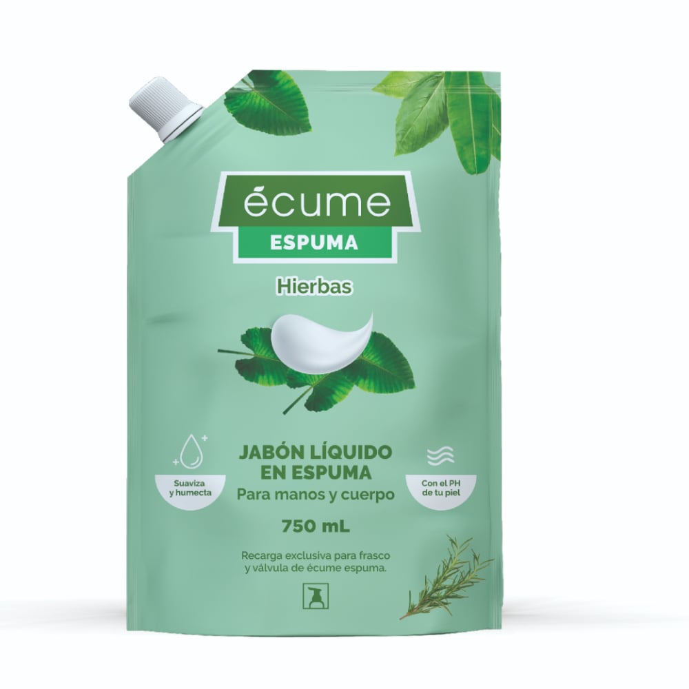 Recarga Jabón Líquido En Espuma écume Hierbas 750 Ml 