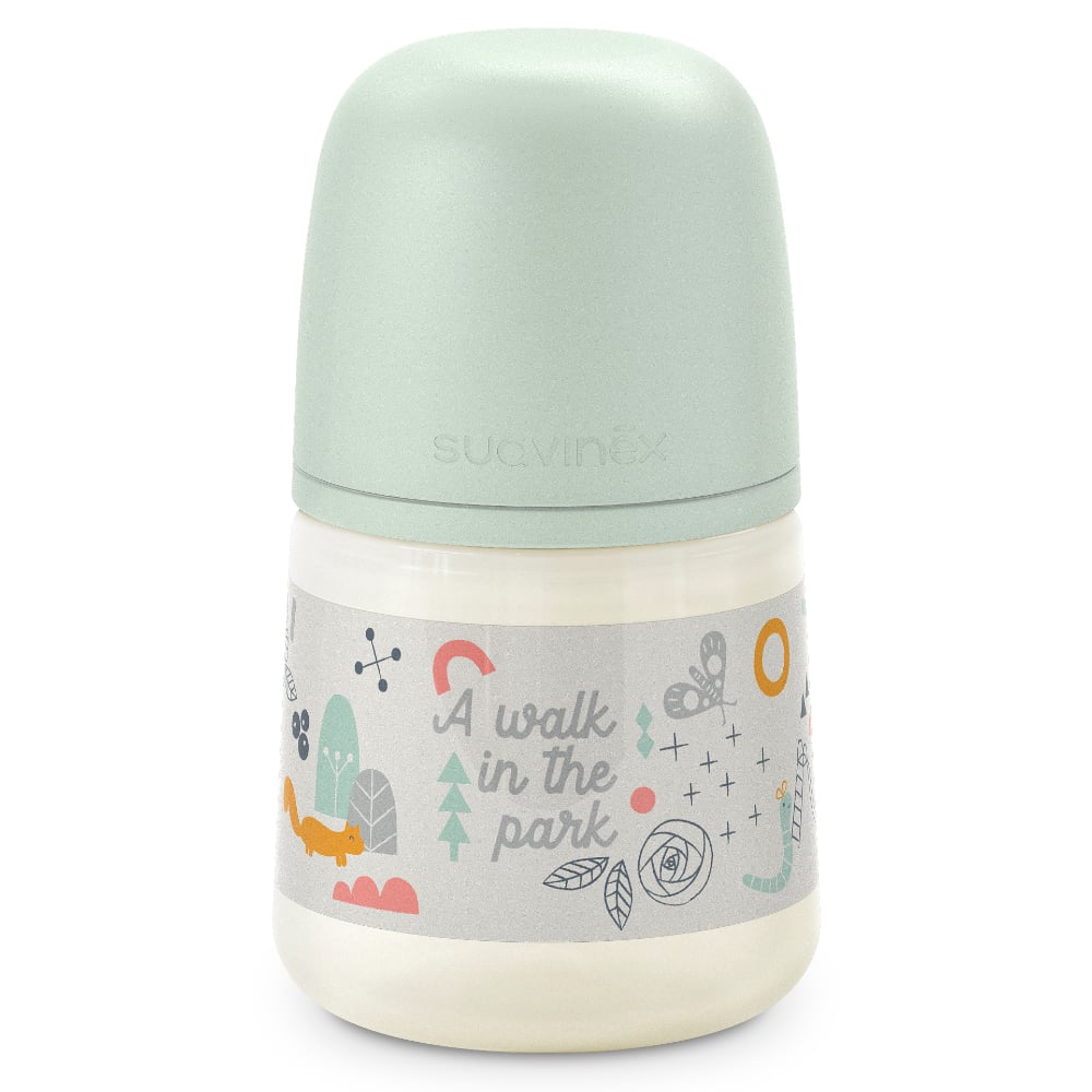 Mamadera Anatómica Suavinex Sx Pro Silicona 0 A 6 Meses Walk In The Park Verde 150 Ml