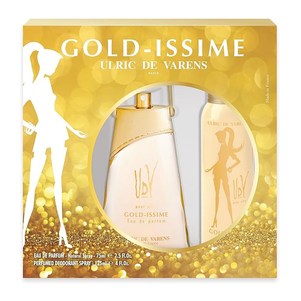 Cofre Ulric De Varens Perfume Gold Issime Edp 75 Ml + Desodorante 125 Ml 