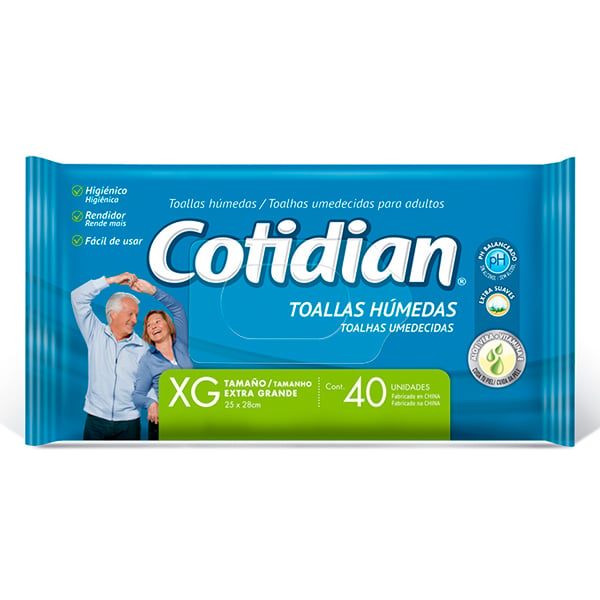 TOALLAS HUMEDAS COTIDIAN ADULTO X40 UNIDADES