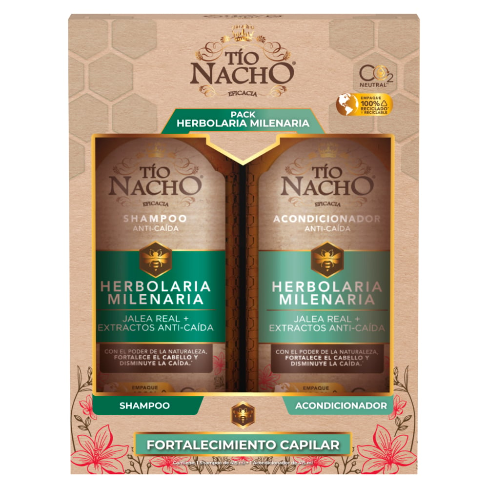 PACK SHAMPOO TIO NACHO ANTI CAIDA HERBOLARIA 415 ML+ ACONDICIONADOR 415 ML