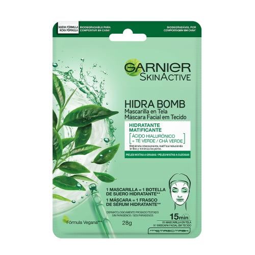 MASCARILLA EN TELA GARNIER SKINACTIVE TÉ VERDE X 1 U