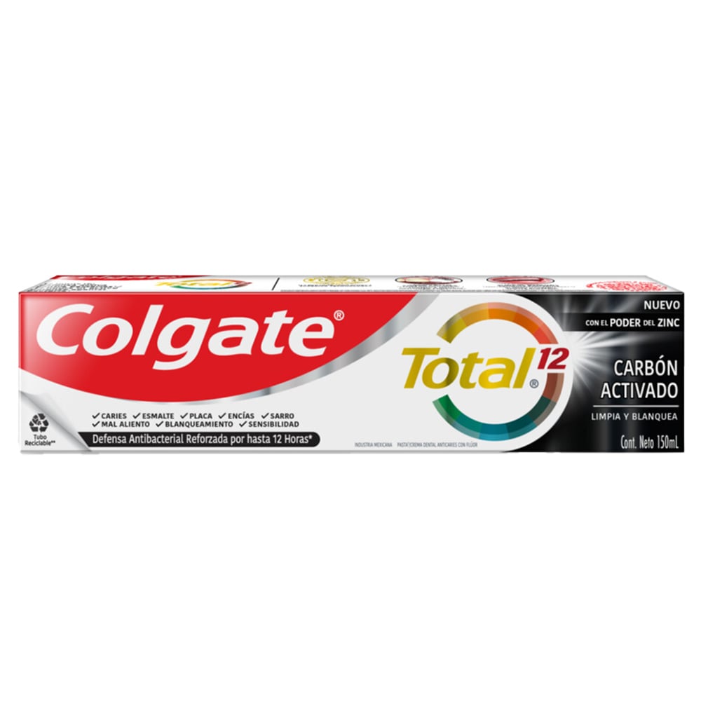 Pasta De Dientes Colgate Total 12 Carbón 90 G