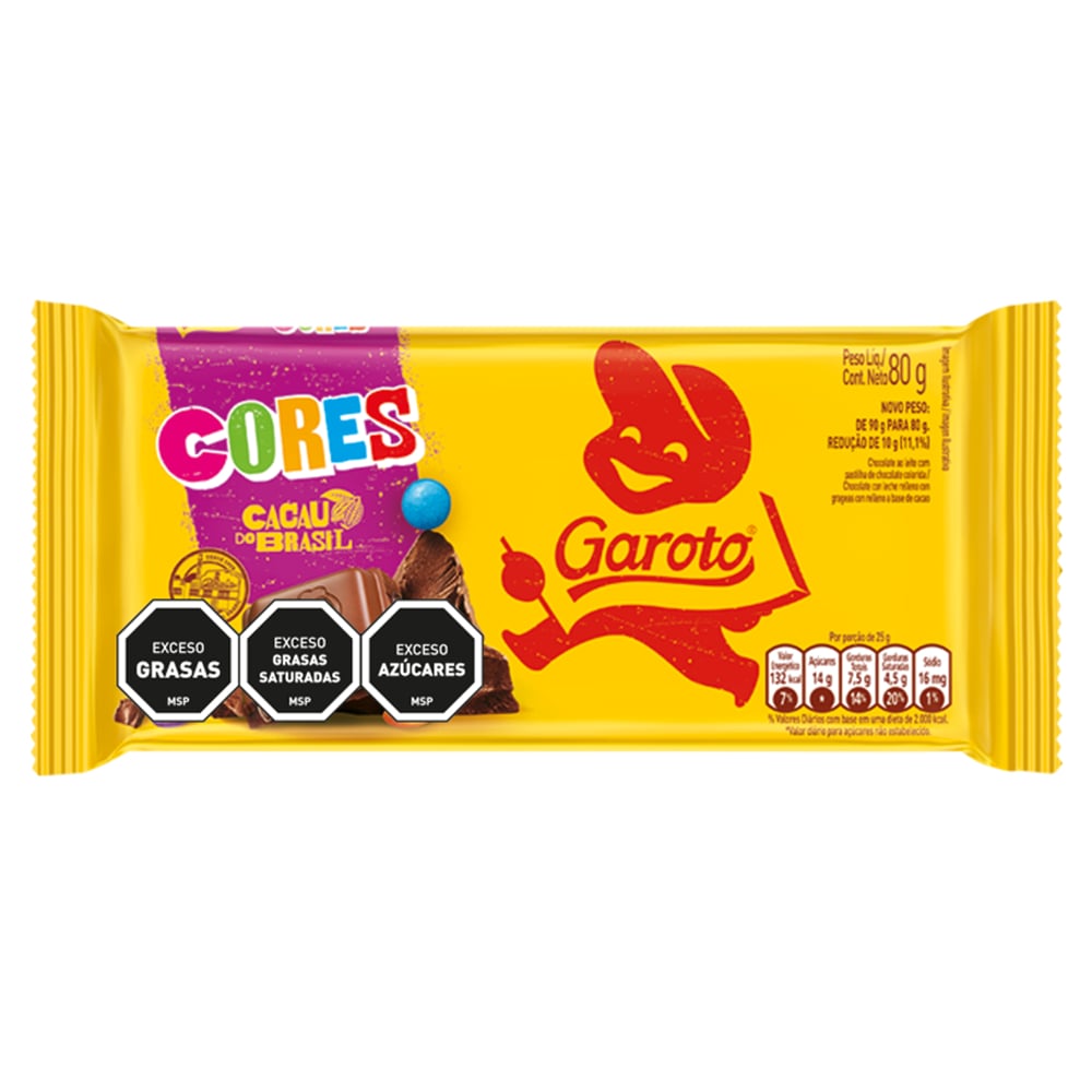 Tableta De Chocolate Garoto Jumbo Colores 80 G