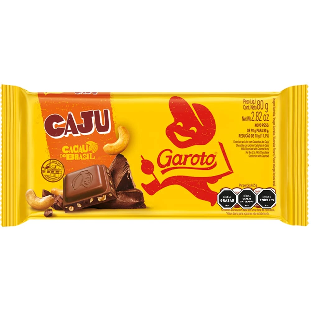 Tableta De Chocolate Jumbo Garoto Castañas 80 G