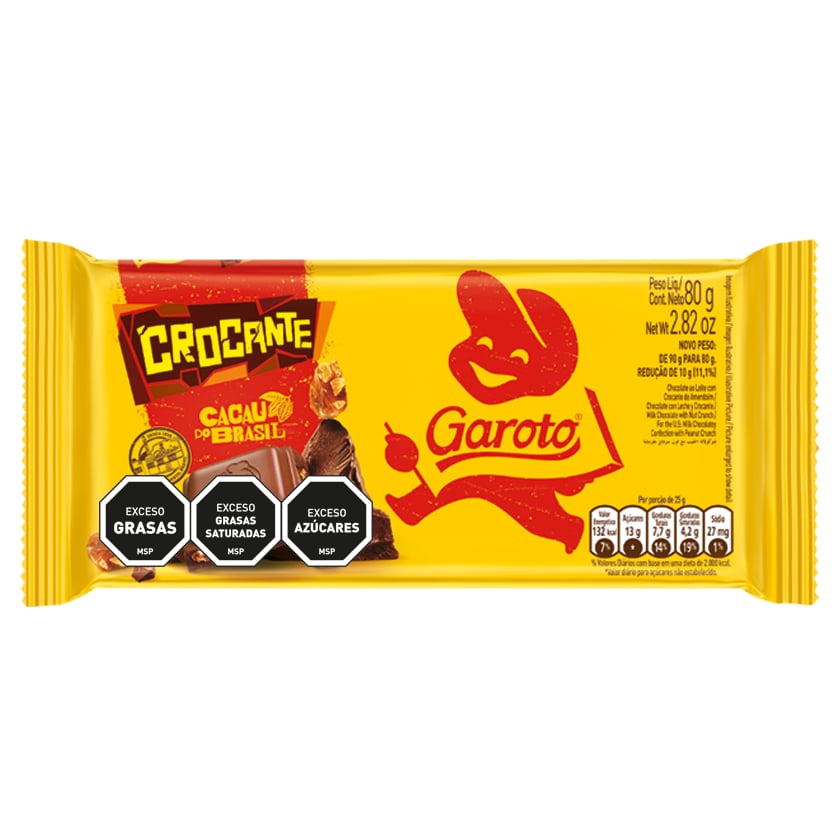 Tableta De Chocolate Jumbo Garoto Crocante 80 G