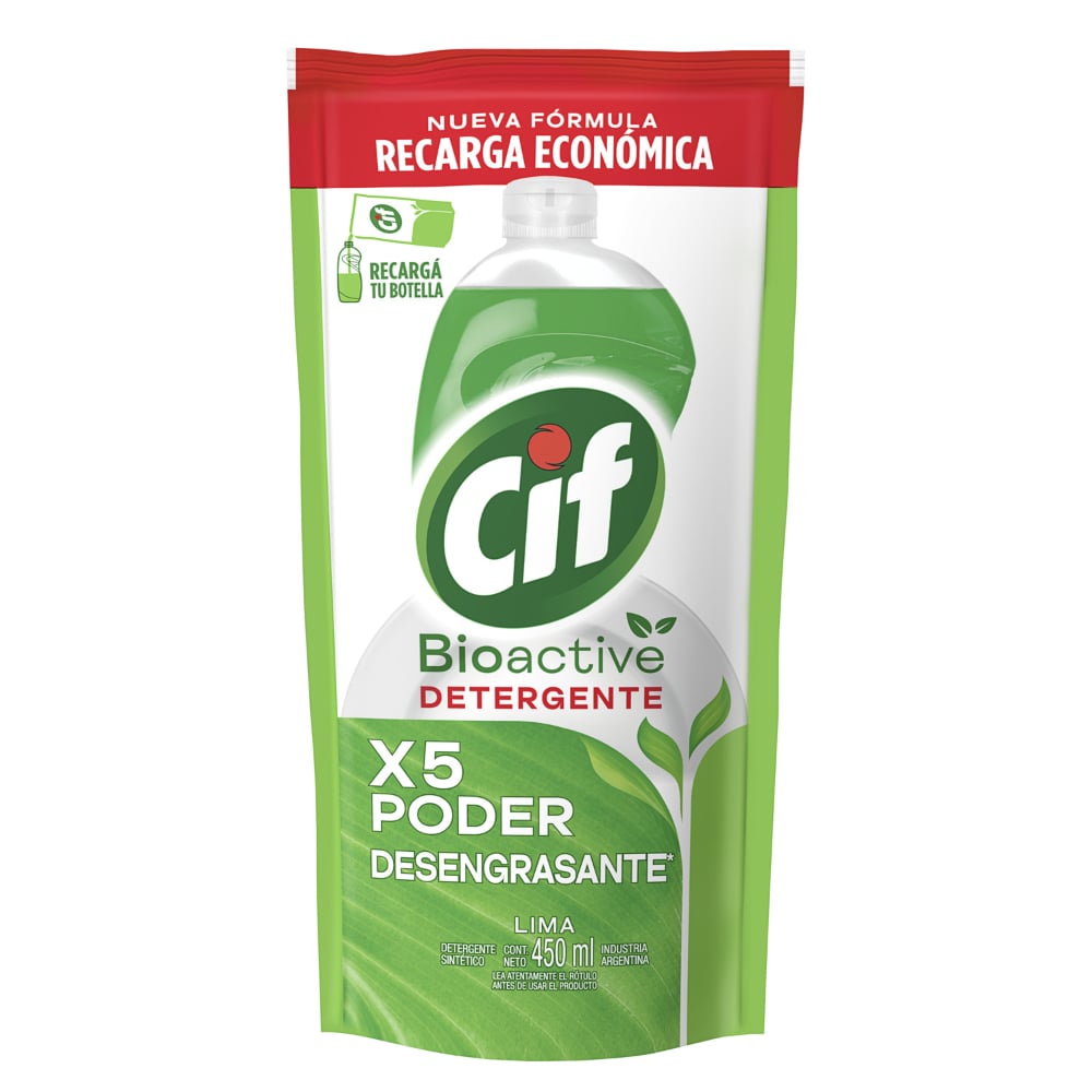 Detergente Concentrado Cif Active Gel Limón Verde 450 Ml