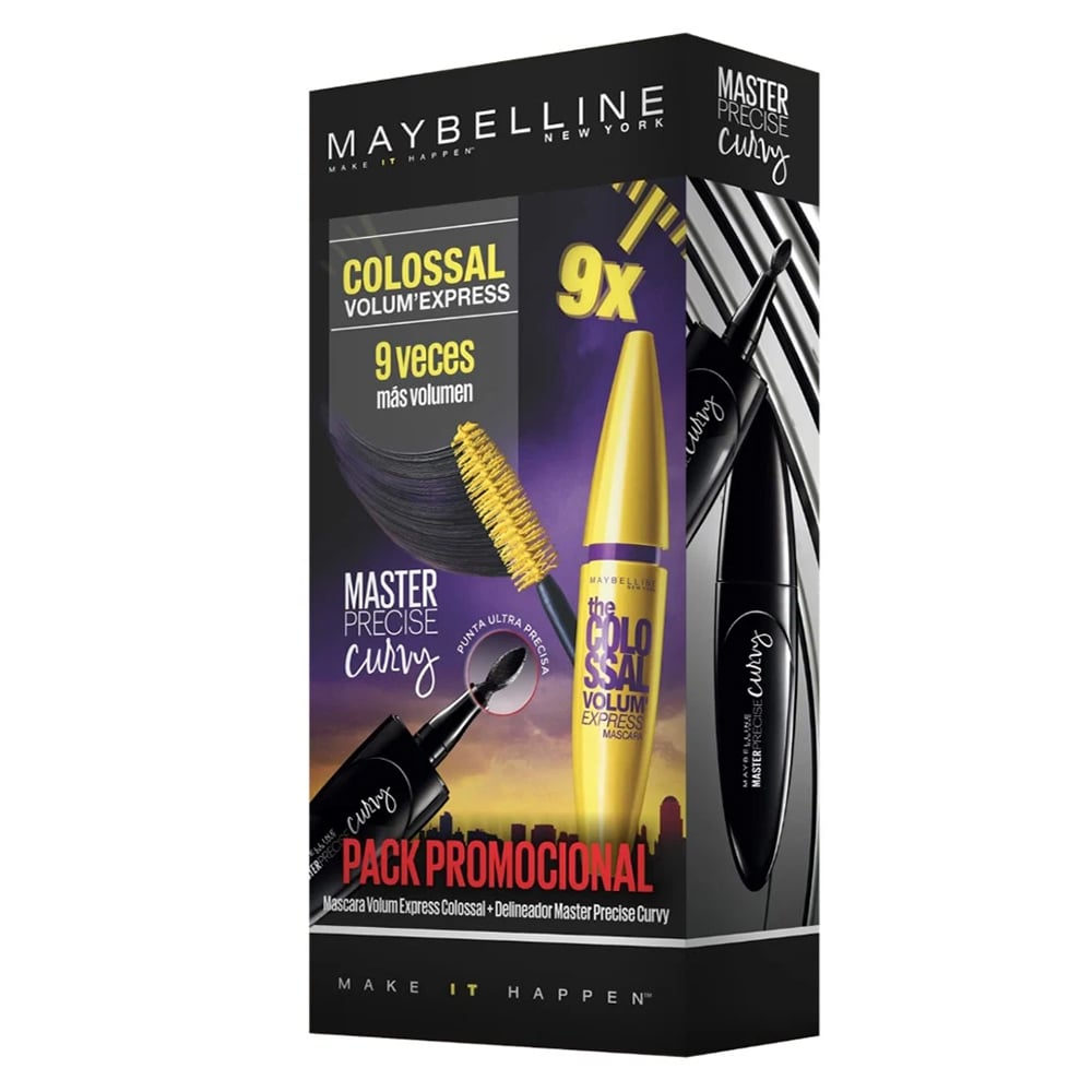 Pack Maybelline Máscara De Pestañas Colossal + Delineador De Ojos Curvy