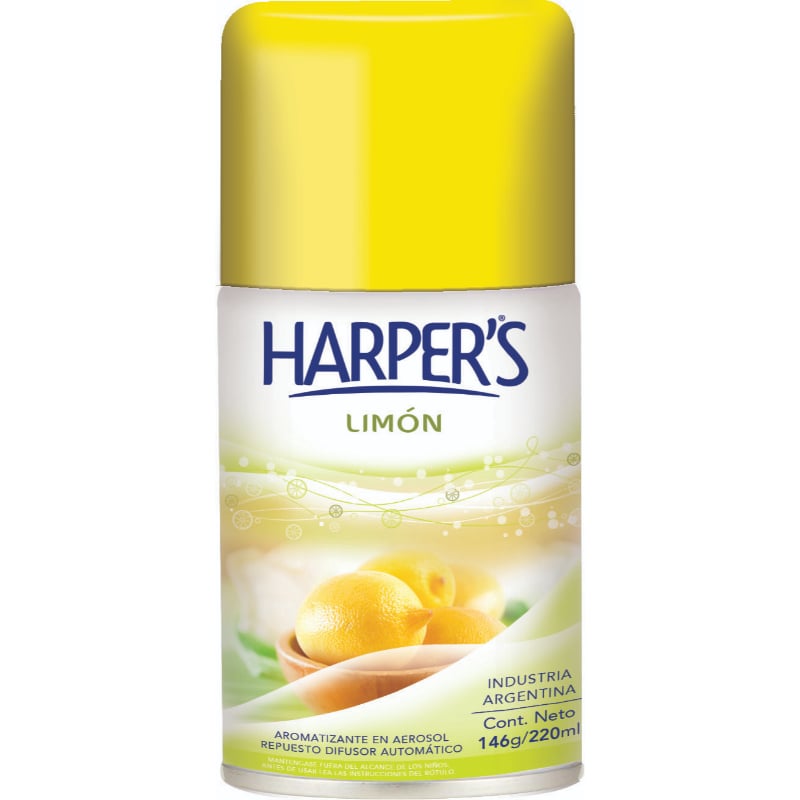 Recarga Perfumador De Ropa Harpers Aerosol Limón 220 Ml