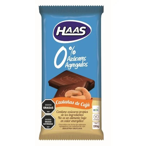 Tableta De Chocolate Castaña De Cajú Haas 0% Azúca 150 G