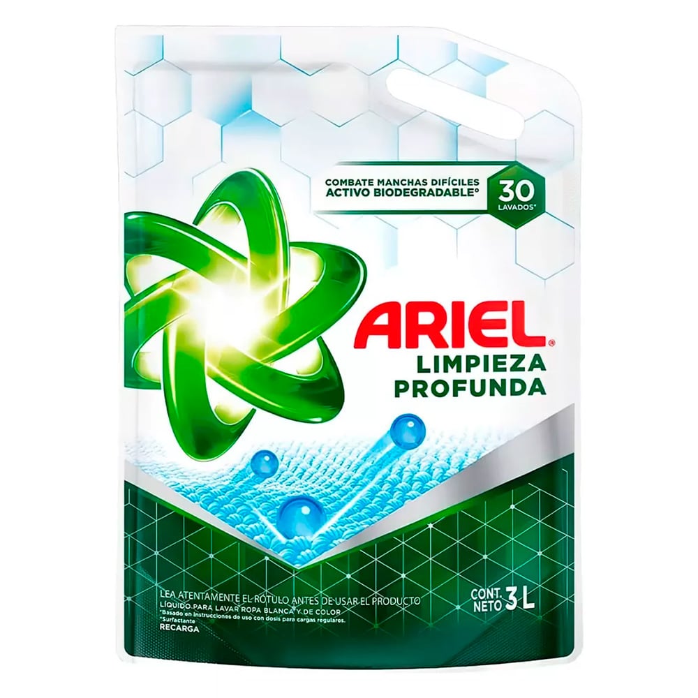 Jabón Líquido Para Ropa Ariel Limpieza Profunda 3 L