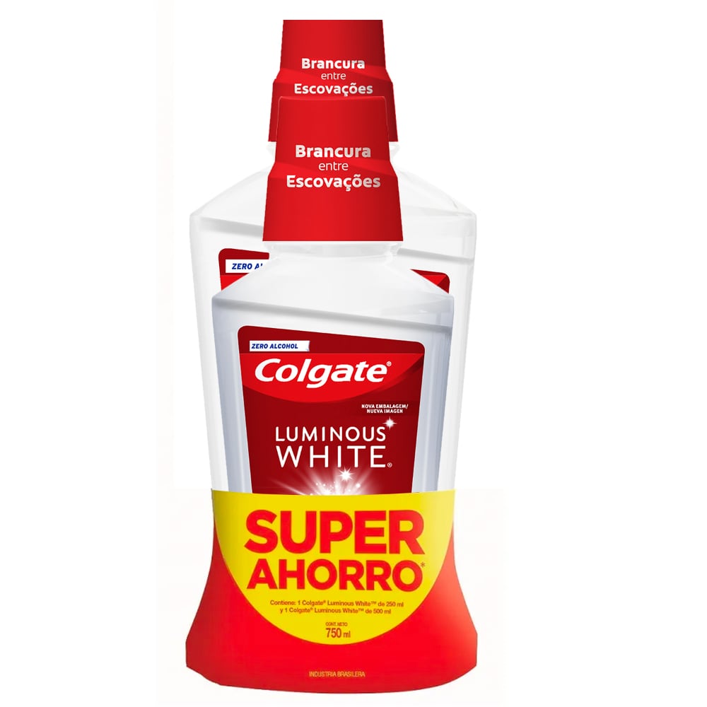 ENJUAGUE BUCAL COLGATE PLAX LUMINOUS WHITE 500ML + 250ML