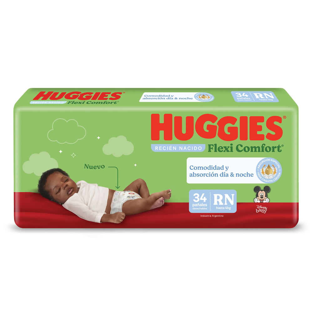 Pañal Huggies Flexi Comfort Para Recién Nacidos 34 Unidades