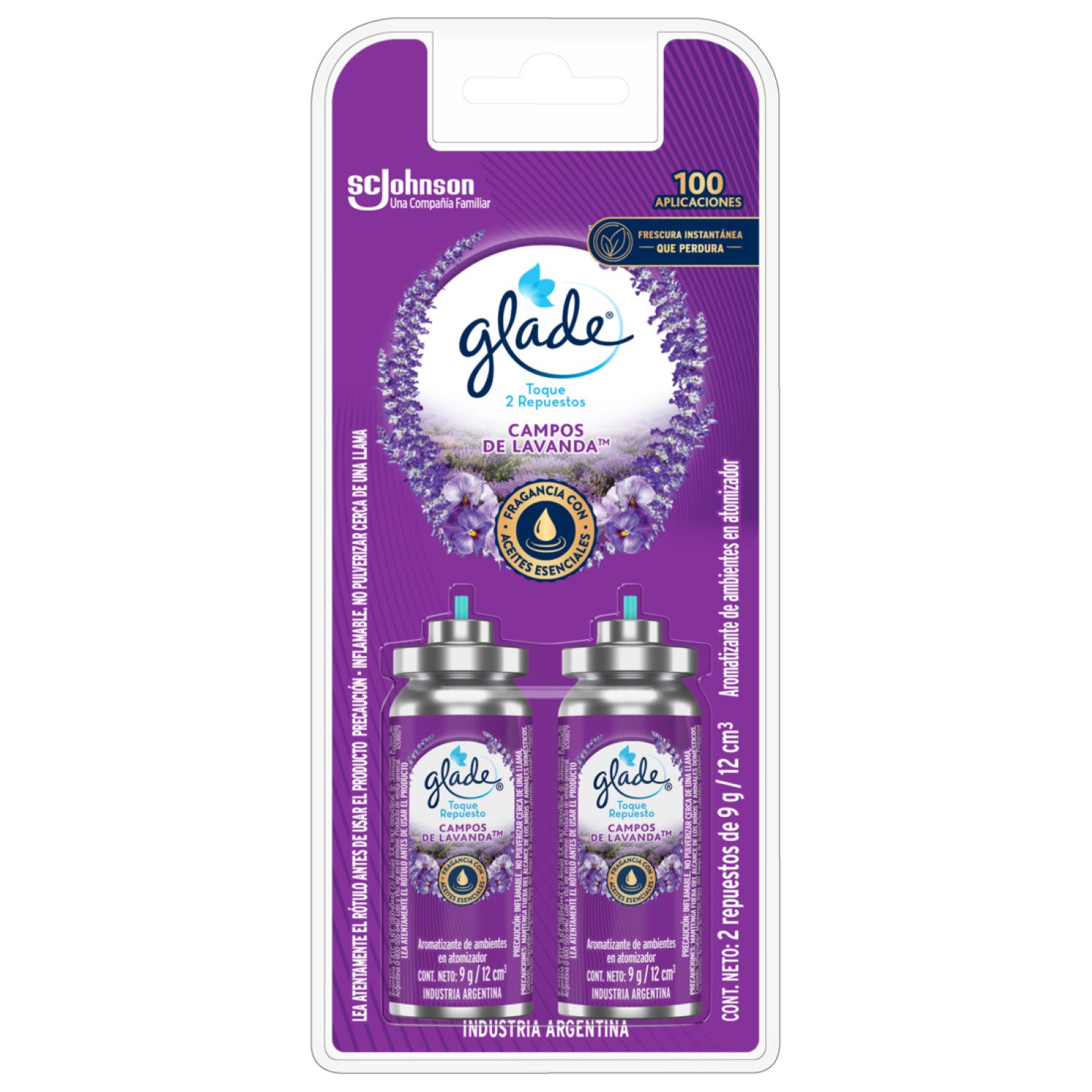 Repuesto Aromatizante De Ambientes Glade Toque Twin Pack Lavanda 2 Unidades