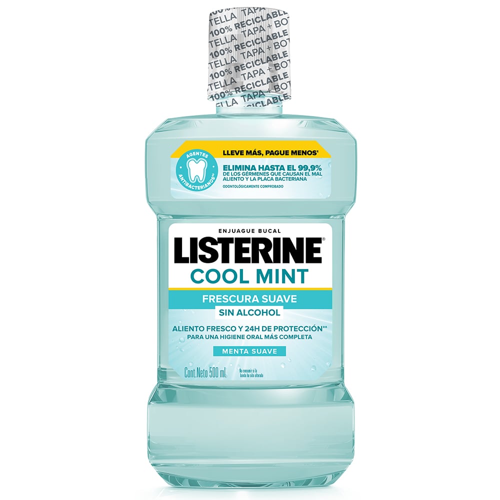 Enjuague Bucal Listerine Sin Alcohol Cool Mint 500 Ml 