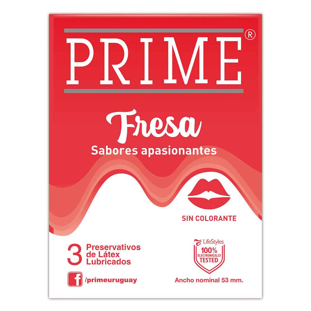 Preservativo Prime Frutilla 3 Unidades