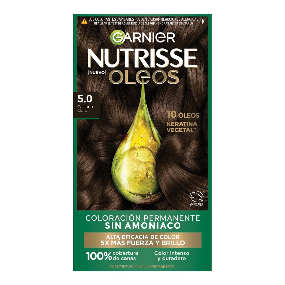 Tinta Garnier Nutrisse óleos N°5.0 Castaño Claro