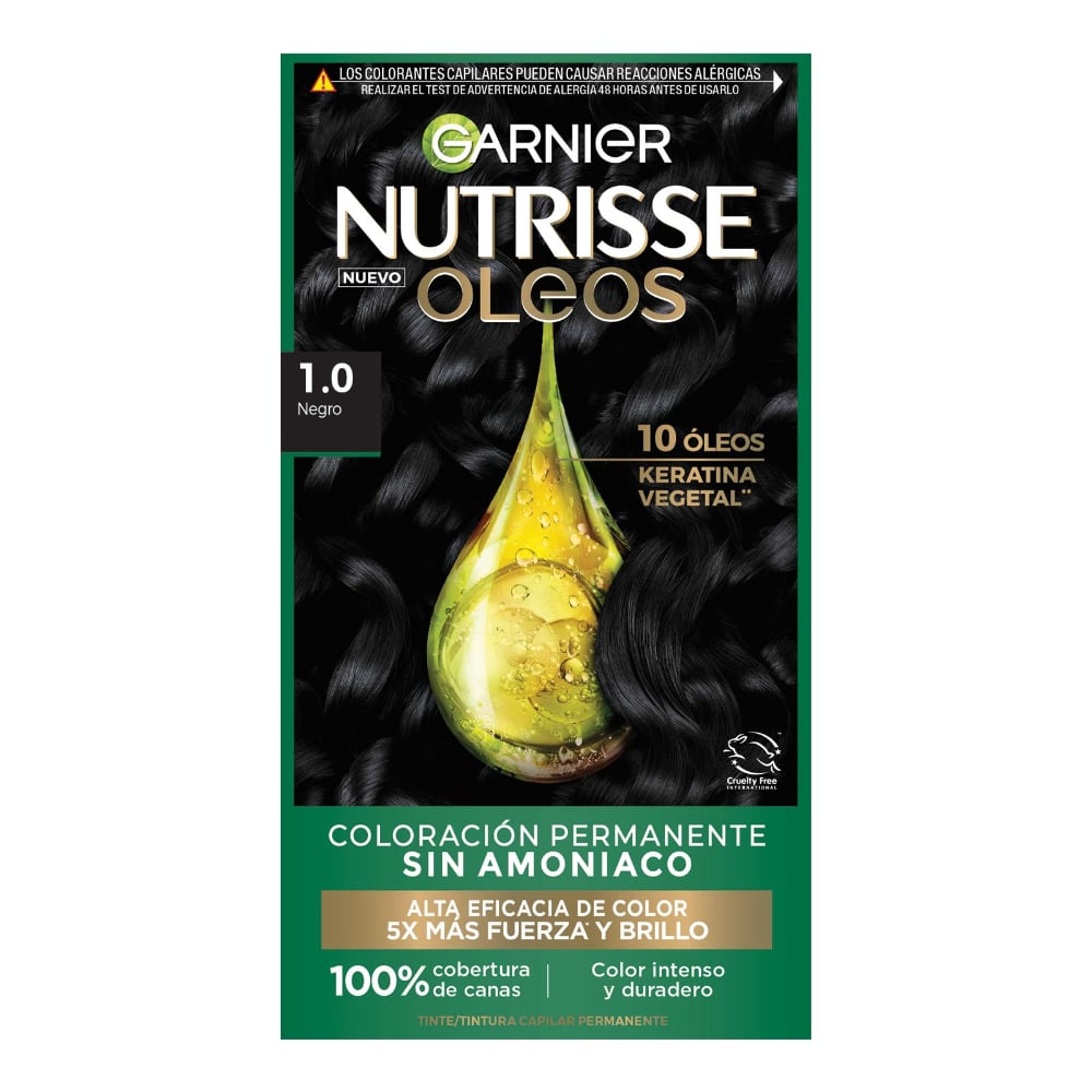 Tinta Garnier Nutrisse óleos N°1.0 Negro