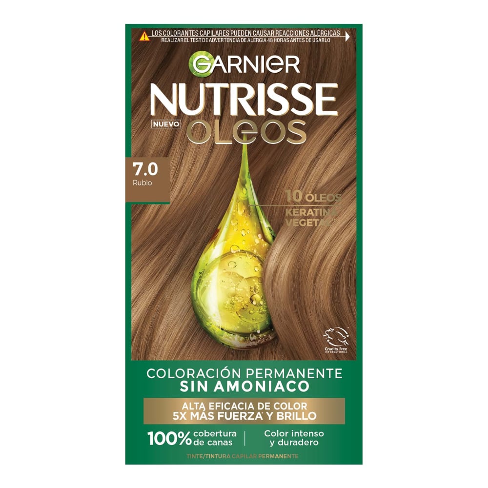 Tinta Garnier Nutrisse óleos N°7.0 Rubio