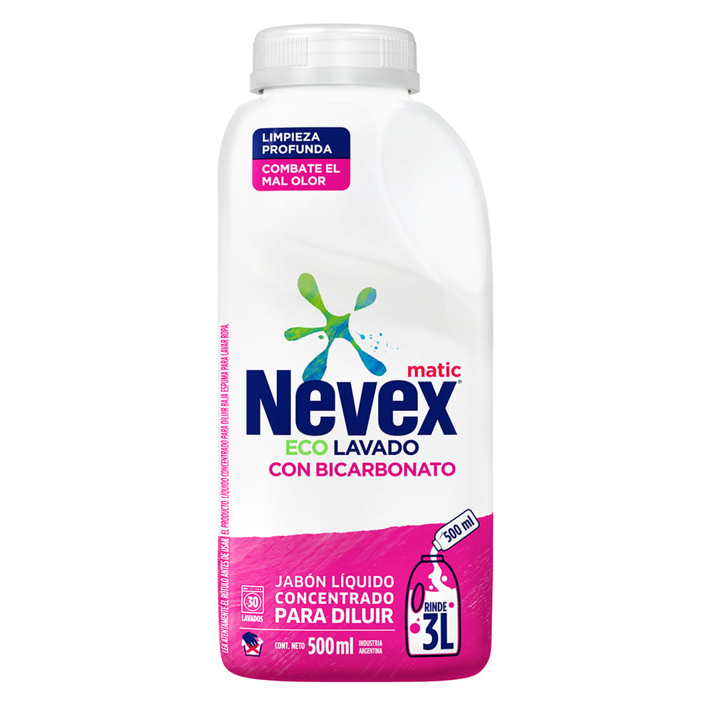 Jabón Líquido Para Ropa Nevex Diluible Eco Bicarbonato 500 Ml